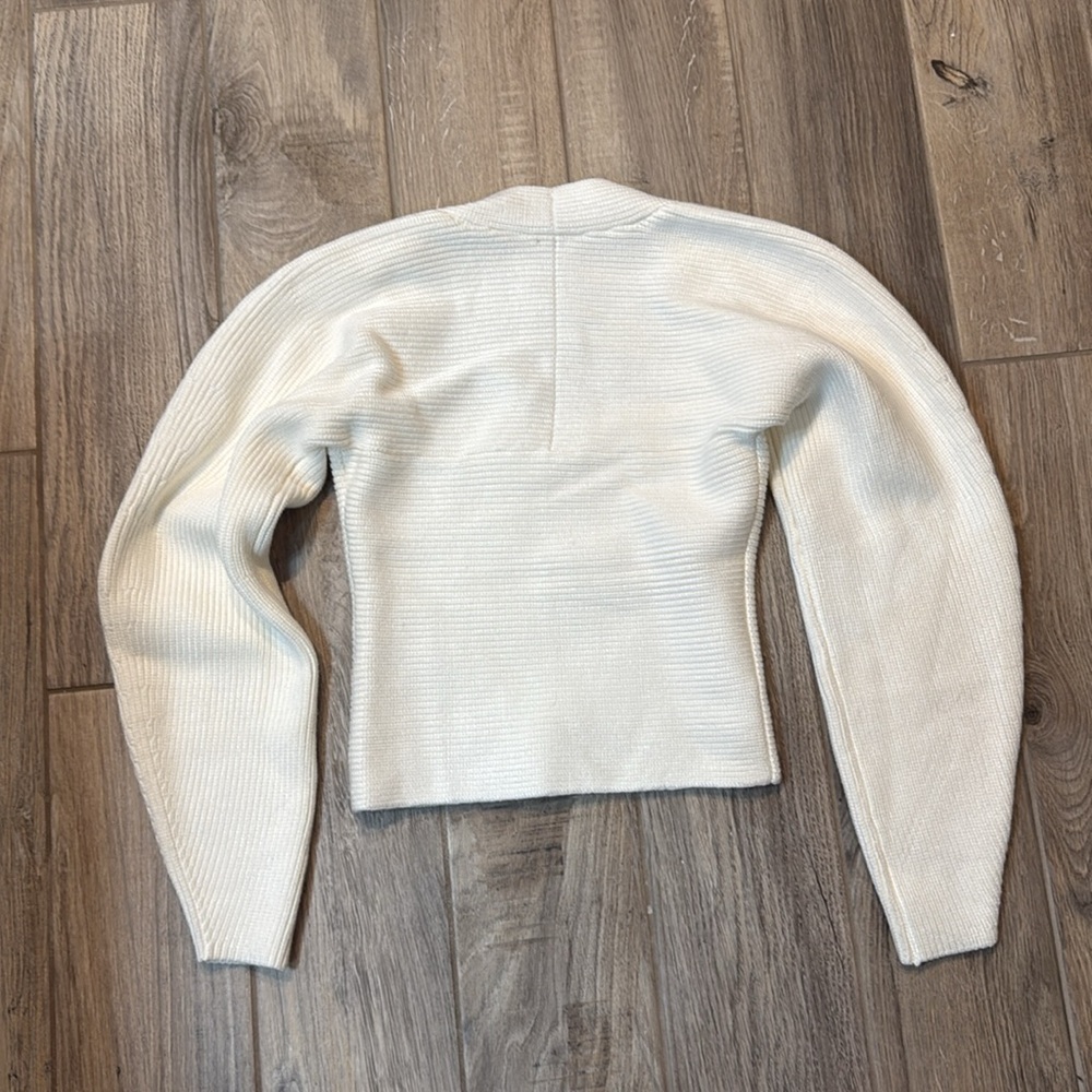 Anthropologie Maeve Square-Neck Wide Sleeve Sweater Ivory Size Small - Picture 9 of 11
